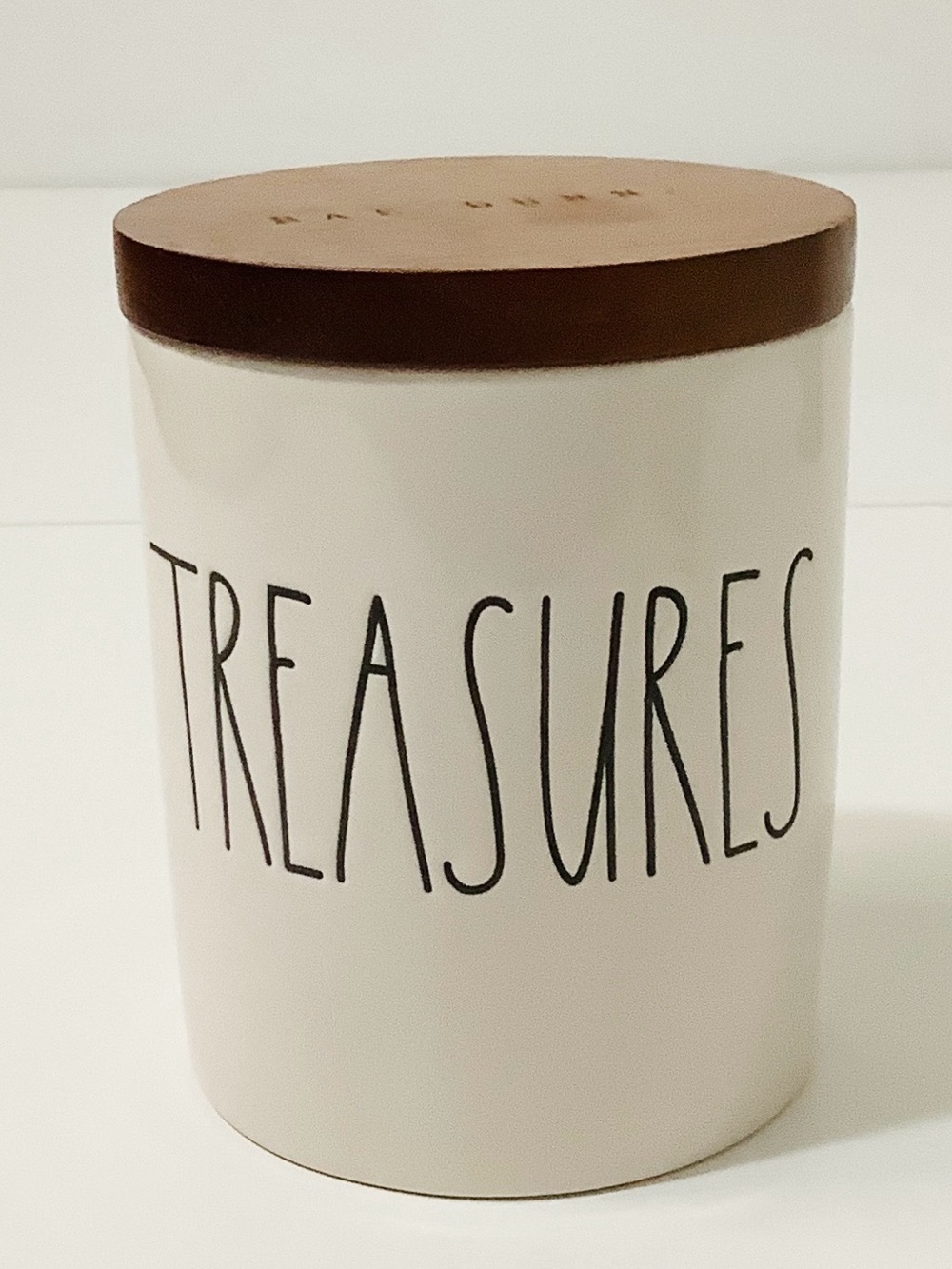Rae Dunn White Ceramic Jar TREASURES,  NWOT